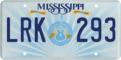 MS license plate LRK293