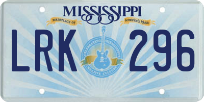 MS license plate LRK296