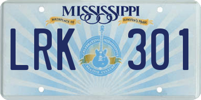 MS license plate LRK301
