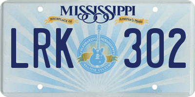 MS license plate LRK302