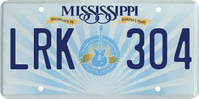 MS license plate LRK304