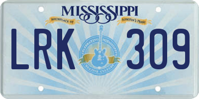 MS license plate LRK309
