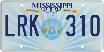 MS license plate LRK310
