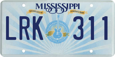 MS license plate LRK311