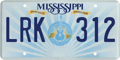 MS license plate LRK312