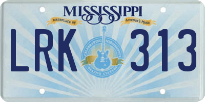 MS license plate LRK313