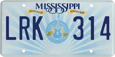 MS license plate LRK314