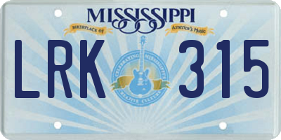 MS license plate LRK315