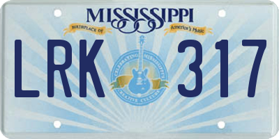 MS license plate LRK317