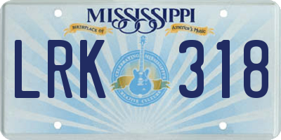 MS license plate LRK318