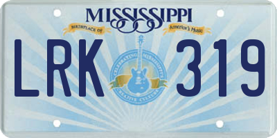MS license plate LRK319