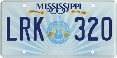 MS license plate LRK320