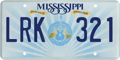 MS license plate LRK321