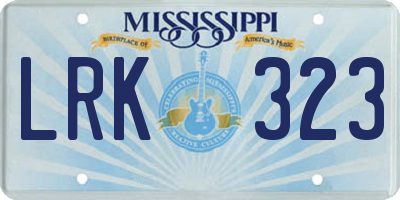 MS license plate LRK323