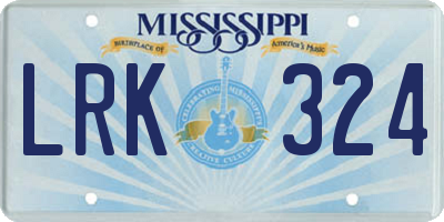MS license plate LRK324
