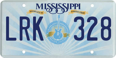 MS license plate LRK328
