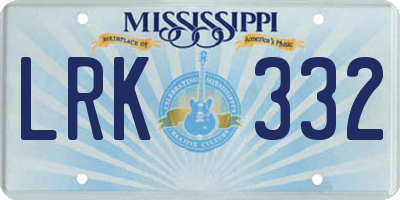 MS license plate LRK332