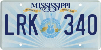 MS license plate LRK340