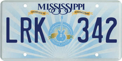 MS license plate LRK342