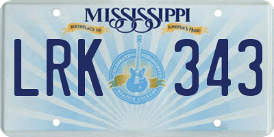 MS license plate LRK343