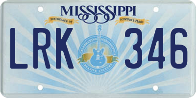 MS license plate LRK346