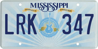 MS license plate LRK347