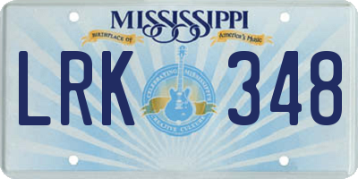 MS license plate LRK348