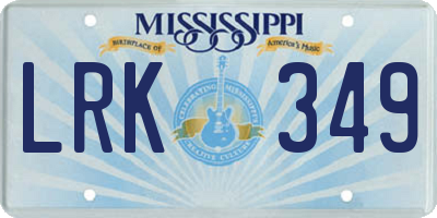 MS license plate LRK349
