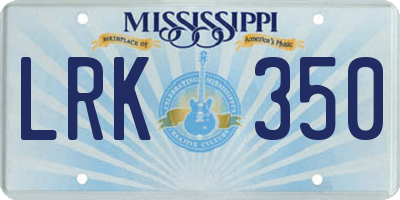 MS license plate LRK350