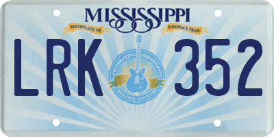 MS license plate LRK352
