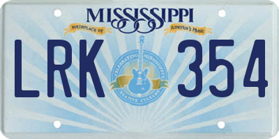 MS license plate LRK354