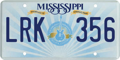 MS license plate LRK356