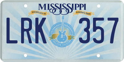 MS license plate LRK357