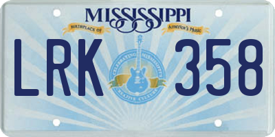 MS license plate LRK358