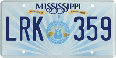 MS license plate LRK359