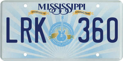 MS license plate LRK360