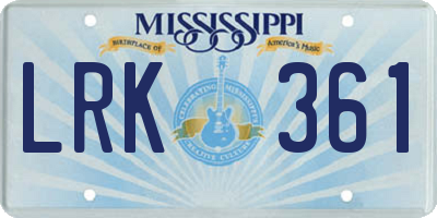 MS license plate LRK361