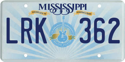 MS license plate LRK362