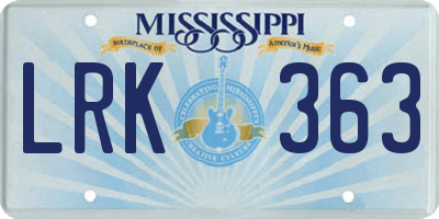 MS license plate LRK363