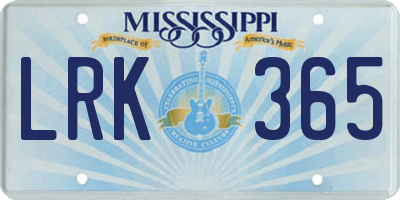 MS license plate LRK365