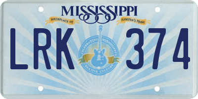 MS license plate LRK374