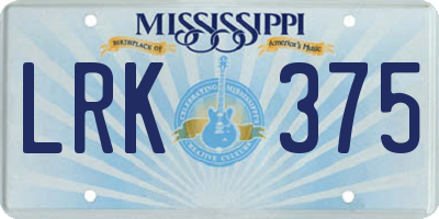 MS license plate LRK375