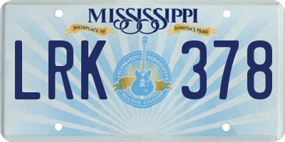 MS license plate LRK378