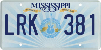 MS license plate LRK381