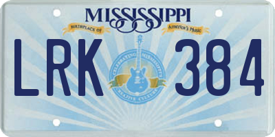 MS license plate LRK384