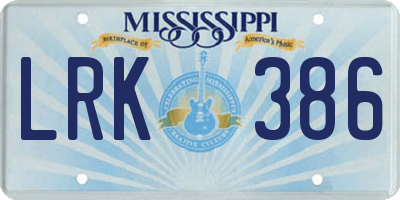 MS license plate LRK386