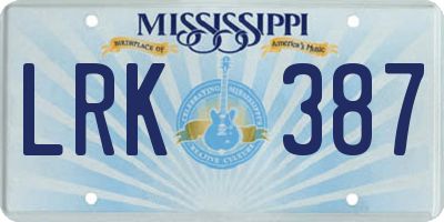 MS license plate LRK387