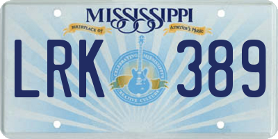 MS license plate LRK389