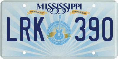 MS license plate LRK390