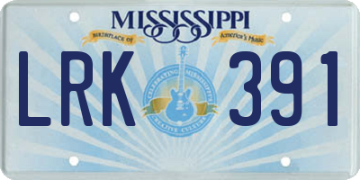 MS license plate LRK391